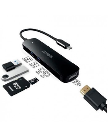 NILOX DOCK STATION 5 EN 1 USB-C A 1XHDMI 4K, 2XUSB 3.0 , 1XLECTOR TARJETAS SD Y MICRO SD , NEGRO  ID-NXDSUSBC05