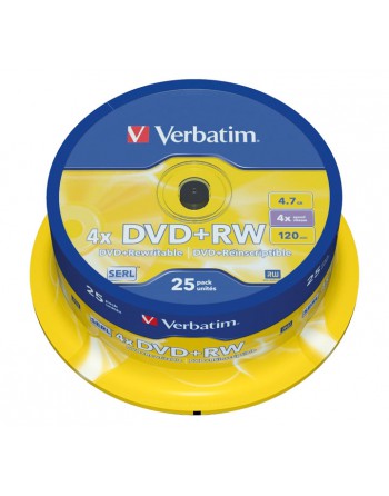 VERBATIM BOBINA 25U DVD+RW SERL 4X 4.7GB - 43489