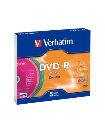 VERBATIM PACK 5U DVD-R 16X 4.7GB SLIM CASE - 43557