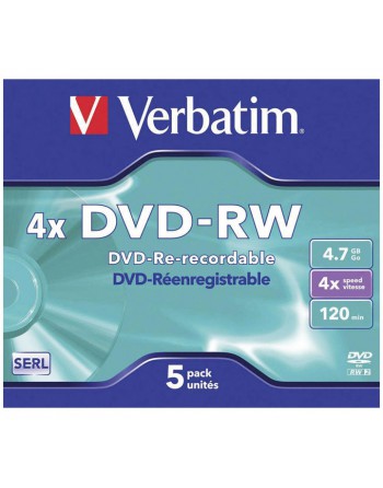 VERBATIM PACK 5U DVD-RW JEWEL CASE 4.7GB - 43285