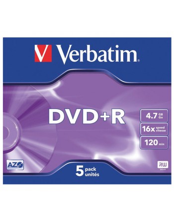 VERBATIM PACK 5U. DVD+R 16X 4.70GB - 43497