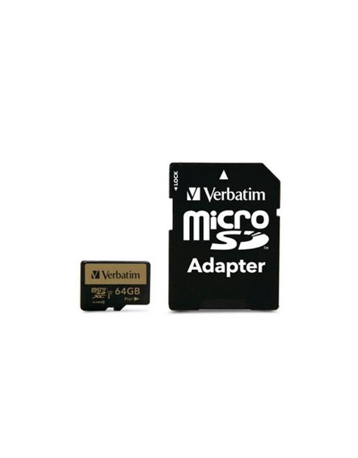VERBATIM PRO+ U3 MICRO SDXC CARD 64GB CON ADAPTADOR 44034