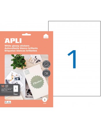 APLI ETIQUETA HOME BLANCA GLOSSY 210X297MM 10 HOJAS ALTA CALIDAD DE IMPRESION - 118944