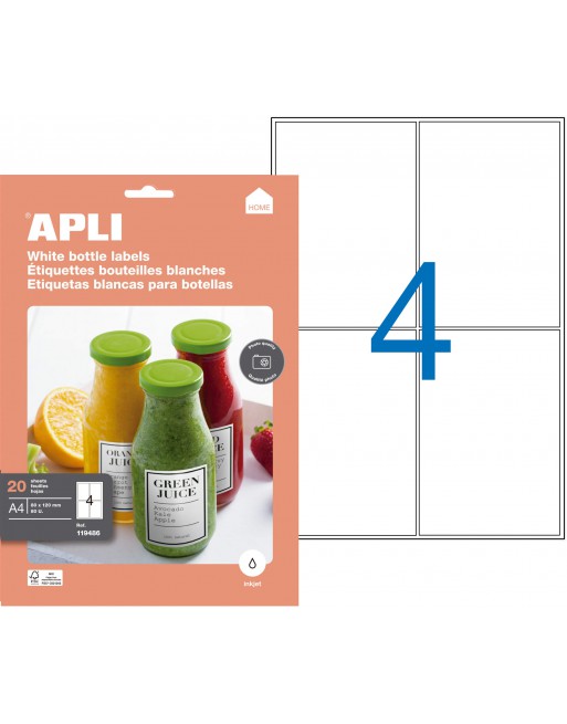 APLI ETIQUETA HOME BOTELLA GLOSSY 80X120MM 20 HOJAS ALTA CALIDAD DE IMPRESION - 119486