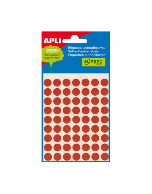 APLI BLISTER 5 HOJAS ETIQUETA DIAMETRO 10MM ROJO - 2053