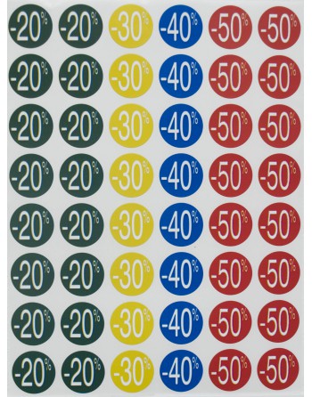 APLI ETIQUETA PARA DESCUENTOS COLORES ENTRE 20 Y 50% 5 HOJAS - 101373