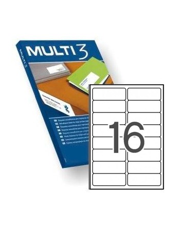 MULTI3 100 HOJAS ETIQUETAS BLANCAS CANTOS REDONDOS POLIVALENTES 16 X 99,1X34 - 04727