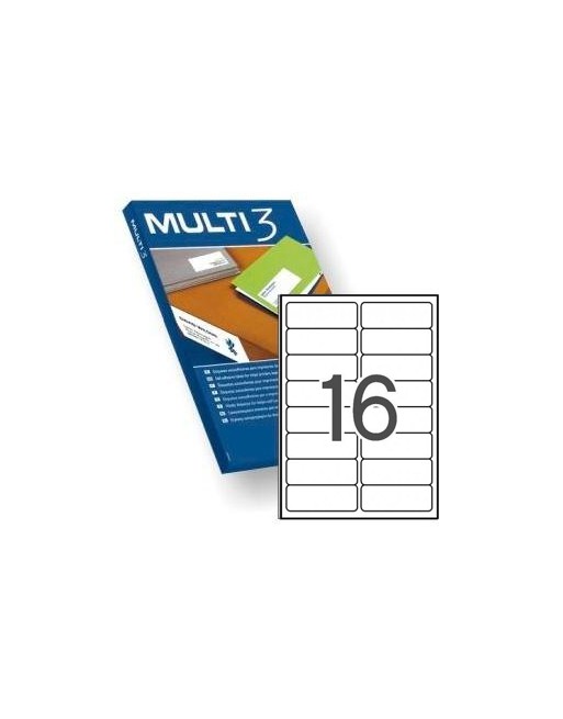 MULTI3 100 HOJAS ETIQUETAS BLANCAS CANTOS REDONDOS POLIVALENTES 16 X 99,1X34 - 04727