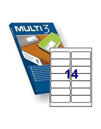 MULTI3 100 HOJAS ETIQUETAS BLANCAS CANTOS REDONDOS POLIVALENTES 14 X 99,1X38,1 - 04728