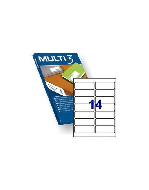 MULTI3 100 HOJAS ETIQUETAS BLANCAS CANTOS REDONDOS POLIVALENTES 14 X 99,1X38,1 - 04728