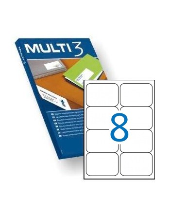 MULTI3 100 HOJAS ETIQUETAS BLANCAS CANTOS REDONDOS POLIVALENTES 8 X 99,1X67,7 - 04729
