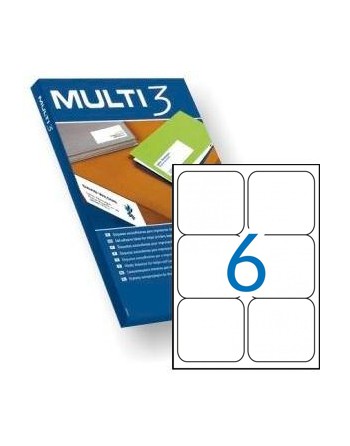 MULTI3 100 HOJAS ETIQUETAS BLANCAS CANTOS REDONDOS POLIVALENTES 6 X 99,1X93,1 - 10500
