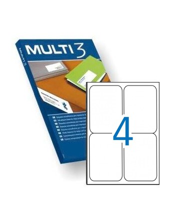 MULTI3 100 HOJAS ETIQUETAS BLANCAS CANTOS REDONDOS POLIVALENTES 4 X 99,1X139 - 10501