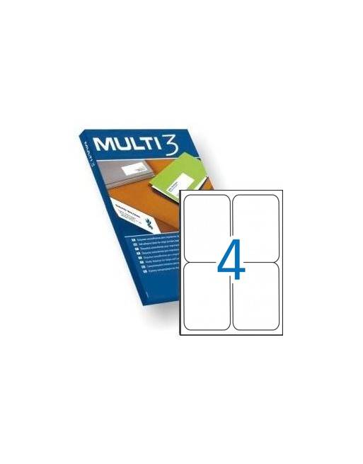 MULTI3 100 HOJAS ETIQUETAS BLANCAS CANTOS REDONDOS POLIVALENTES 4 X 99,1X139 - 10501