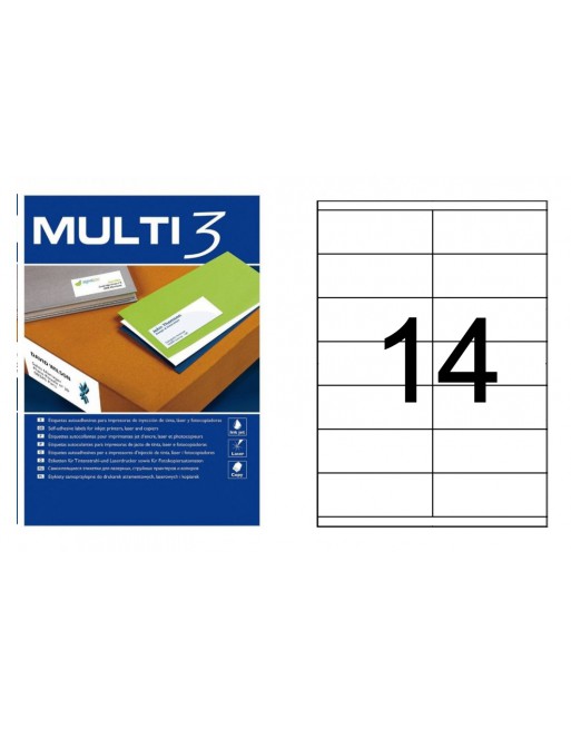 MULTI3 100 HOJAS ETIQUETAS BLANCAS POLIVALENTES 14 ET X 105,0X 40 MM - 04709