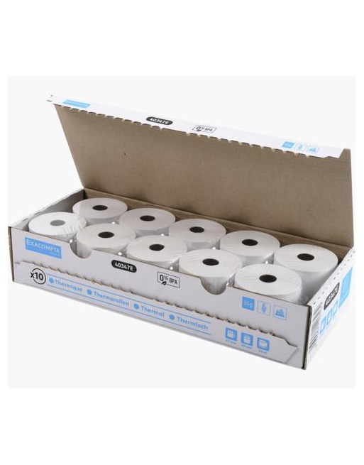 EXACOMPTA 10 ROLLOS DE PAPEL TERMICO PARA REGISTRADORA 57X60MM SIN BPA 40347E