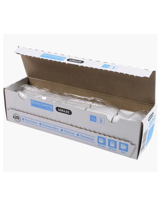 EXACOMPTA 20 ROLLOS DE PAPEL TERMICO PARA REGISTRADORA 57X30MM SIN BPA 40642E