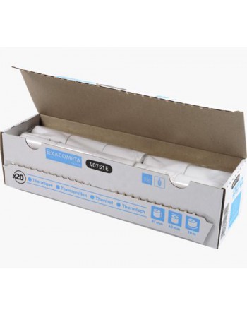 EXACOMPTA 20 ROLLOS DE PAPEL TERMICO PARA REGISTRADORA 57X40MM SIN BPA 40751E