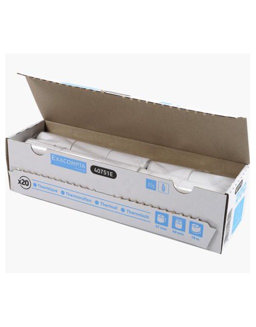 EXACOMPTA 20 ROLLOS DE PAPEL TERMICO PARA REGISTRADORA 57X40MM SIN BPA 40751E