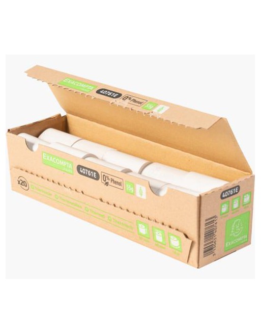 EXACOMPTA 20 ROLLOS DE PAPEL TERMICO PARA REGISTRADORA 57X40MM SIN FENOL 40761E