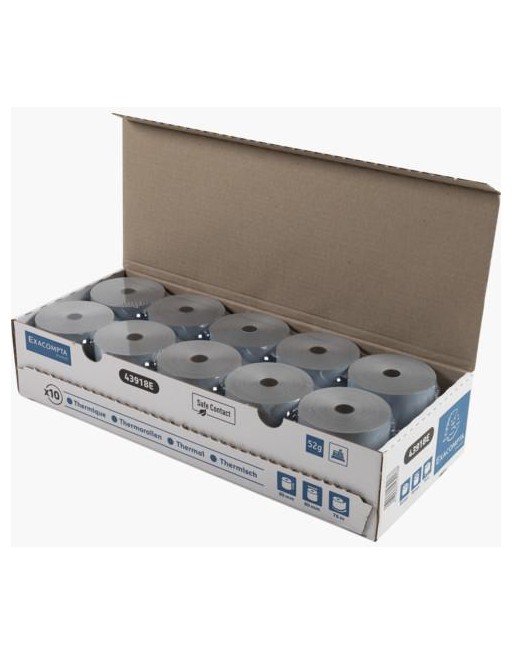 EXACOMPTA 10 ROLLOS DE PAPEL TERMICO PARA REGISTRADORA 80X80MM SAFE 43918E