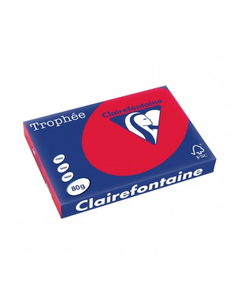 CLAIREFONTAINE PACK 500H PAPEL DE COLOR TROPHEE A3 80G GROSELLA - 1895C