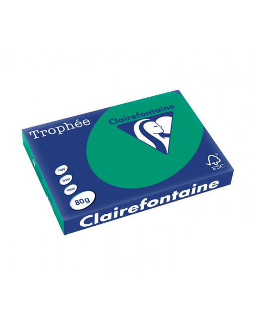 CLAIREFONTAINE PACK 500H PAPEL DE COLOR TROPHEE A3 80G VERDE ABETO - 1896C