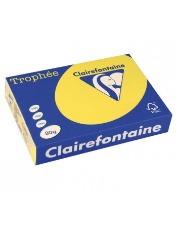 CLAIREFONTAINE PACK 500H PAPEL DE COLOR TROPHEE A4 80G AMARILLO SOL - 1877