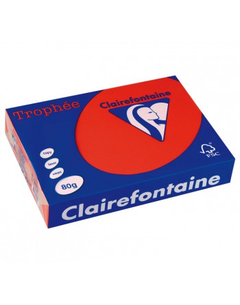 CLAIREFONTAINE PACK 500H PAPEL DE COLOR TROPHEE A4 80G CORAL - 8175C