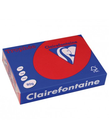 CLAIREFONTAINE PACK 500H PAPEL DE COLOR TROPHEE A4 80G GROSELLA - 1782