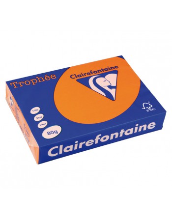 CLAIREFONTAINE PACK 500H PAPEL DE COLOR TROPHEE A4 80G NARANJA - 1761