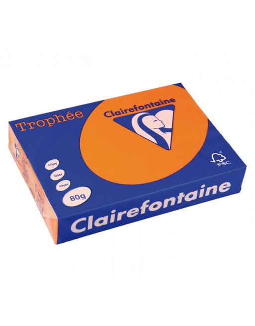 CLAIREFONTAINE PACK 500H PAPEL DE COLOR TROPHEE A4 80G NARANJA - 1761