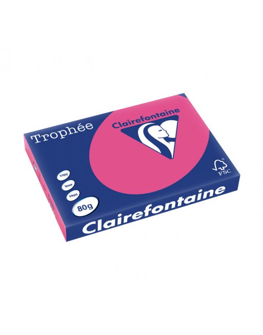 CLAIREFONTAINE PACK 500H PAPEL DE COLOR TROPHEE FLUOR A3 80G ROSA - 2888C