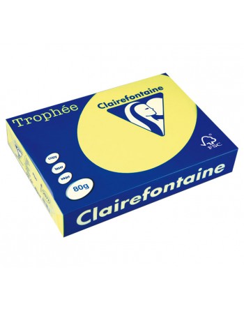 CLAIREFONTAINE PACK 500H PAPEL DE COLOR TROPHEE FLUOR A4 80G AMARILLO - 2977