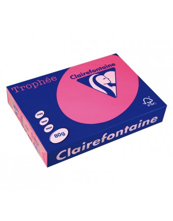CLAIREFONTAINE PACK 500H PAPEL DE COLOR TROPHEE FLUOR A4 80G ROSA - 2973
