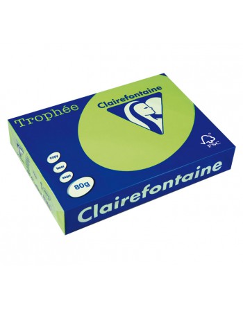 CLAIREFONTAINE PACK 500H PAPEL DE COLOR TROPHEE FLUOR A4 80G VERDE - 2975