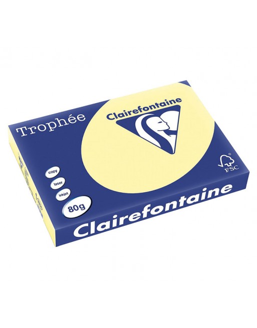 CLAIREFONTAINE PACK 500H PAPEL DE COLOR TROPHEE A3 80G CANARIO - 1884