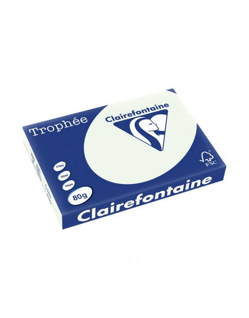 CLAIREFONTAINE PACK 500H PAPEL DE COLOR TROPHEE A3 80G VERDE PALIDO - 1262C