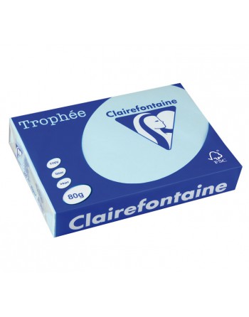 CLAIREFONTAINE PACK 500H PAPEL DE COLOR TROPHEE A4 80G AZUL CLARO - 1798C
