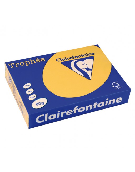 CLAIREFONTAINE PACK 500H PAPEL DE COLOR TROPHEE A4 80G OCRE CL - 1780C