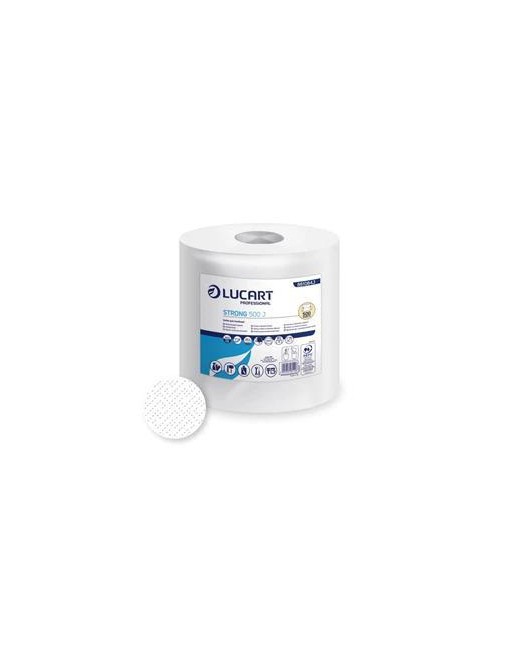 LUCART BOBINA SECAMANOS GOFRADA STRONG BLANCA DE 2 CAPAS 105M 500 SERVICIOS J 861084I