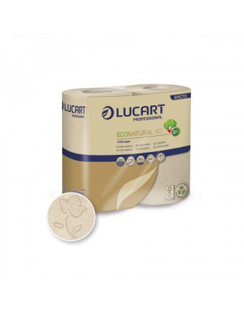 LUCART 4 ROLLOS PAPEL HIGIÉNICO DOS CAPAS DE PASTA VIRGEN ROLLOS DE 38M ECOLABEL EU ECONATURAL 40 811C70 