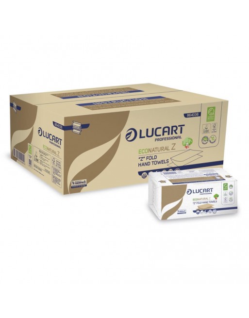 LUCART 18 PAQUETES DE 220 TOALLAS SECA ECONATURAL PLEGADO Z COLOR HABANA 864036