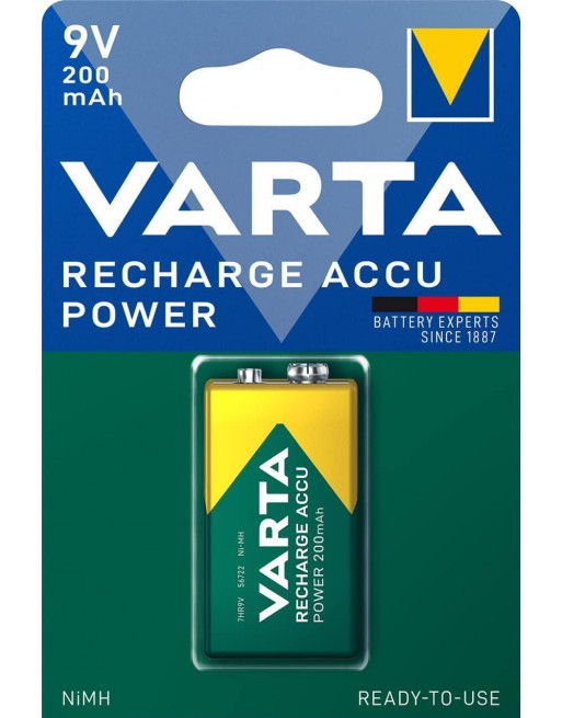 VARTA BL. 1 PILA RECARG. ACCU POWER 9V 200MAH 56722101401, 9V