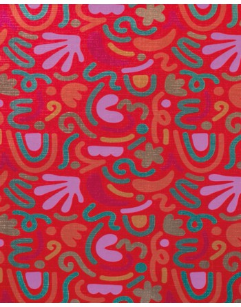 A IMC PAPEL DE REGALO EN BOBINA DE 100 MTS EN PAPEL GOFRADO CON TEXTURA DISE?O PSICODELOCO ROJO 84-70270100-1