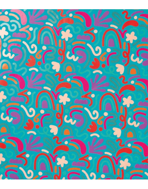 A IMC PAPEL DE REGALO EN BOBINA DE 100 MTS EN CELULOSA SATINADA DISE?O FANTASIA PSICODELICO AZUL 84-302100-1