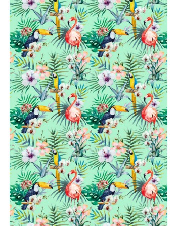 A IMC PAPEL DE REGALO EN BOBINA DE 100 MTS EN CELULOSA SATINADA DISE?O FANTASIA FLAMENCO VERDE 84-302100-1