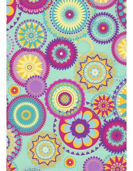 A IMC PAPEL DE REGALO EN BOBINA DE 100 MTS EN CELULOSA SATINADA DISE?O FANTASIA RUEDAS MANDALA AZ 84-302100-1