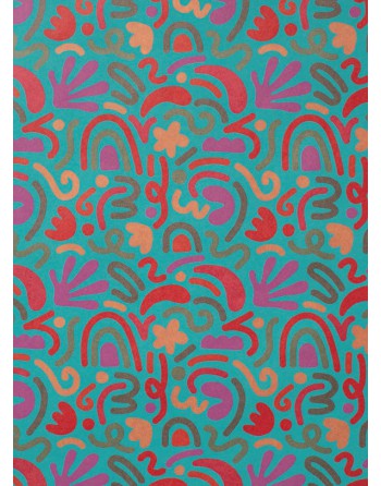 A IMC PAPEL DE REGALO EN BOBINA DE 100 MTS EN KRAFT SATINADO CON DISE?O PSICODELICO TURQUESA 84-407100-1