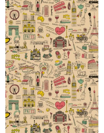 A IMC PAPEL DE REGALO EN BOBINA DE 100 MTS EN KRAFT RECICLADO CON FANTASIA DISE?O MONUMENTOS 84-408100-1